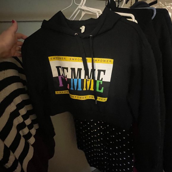 FEMME Statement Cropped Hoodie - Picture 1 of 1